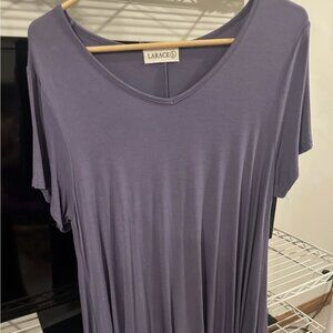 Ladies Larace Short Sleeve Tunic Top- Grey/Purple- Large